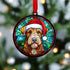 Airedale Terrier in Santa Hat Suncatcher Decoration